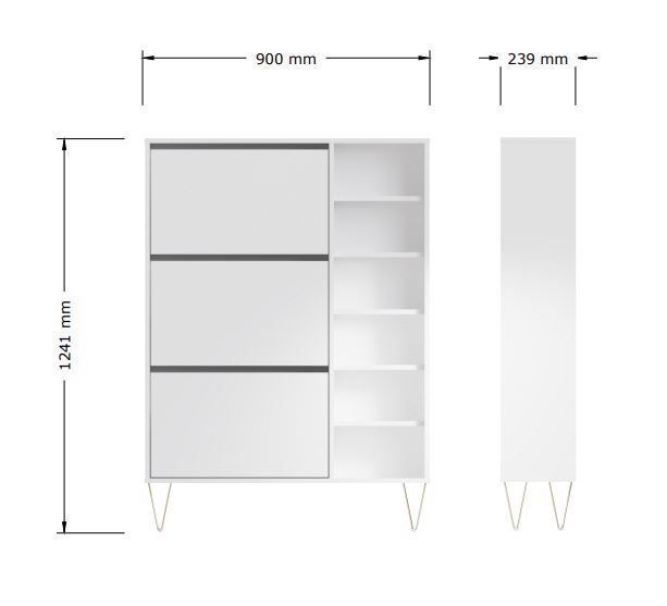 Monaco 3 Drawer Shoe Cabinet