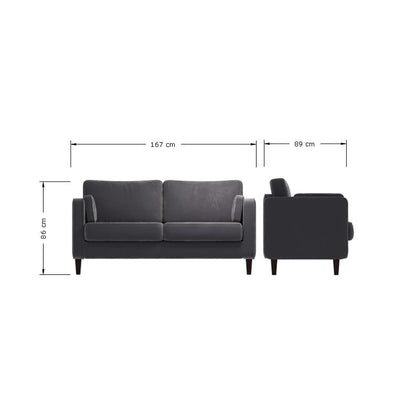 Dark Grey 2 Seater Cushion Back Sofa