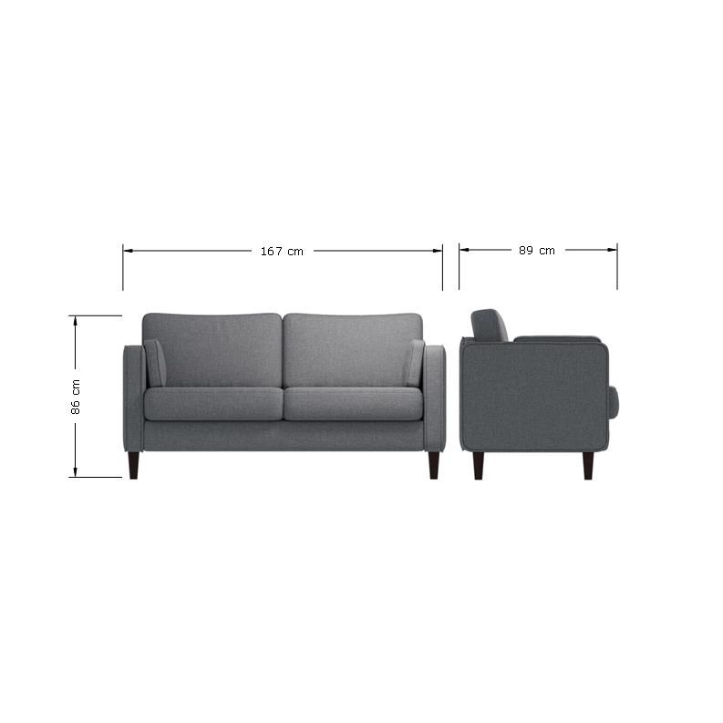 Three Seater Cushion Back Grey Sofa