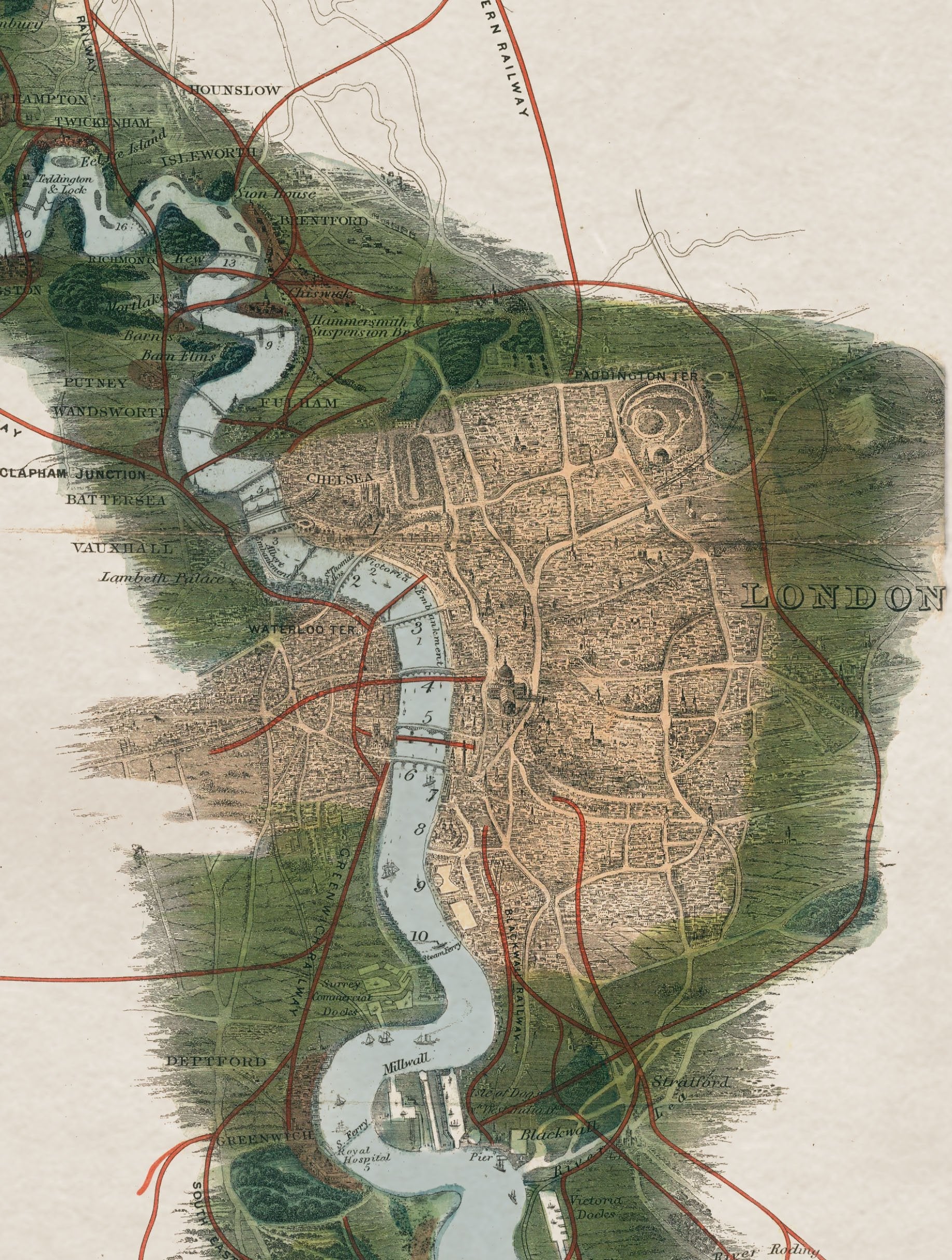 c.1834 Panoramic Map of the Thames - The Weird & Wonderful